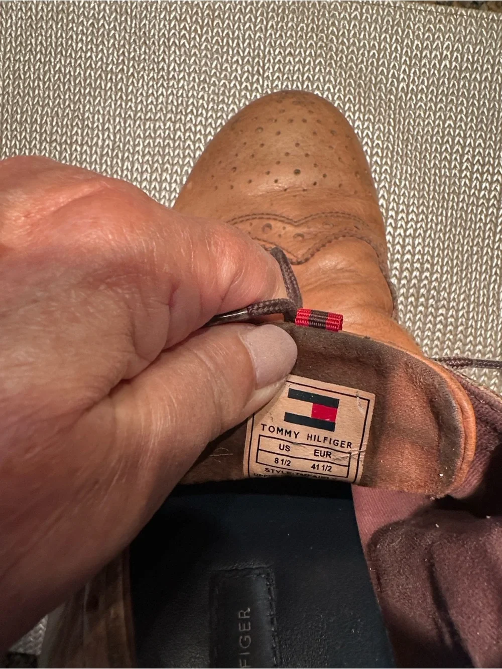 Tommy Hilfiger Brown Leather Wingtip Oxford Shoes